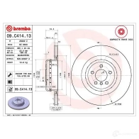 Тормозной диск BREMBO 09.C414.13 8020584224434 FRGUO Z Bmw X5 (E70) 2 Внедорожник 4.4 M 555 л.с. 2009 – 2013