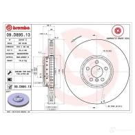 Тормозной диск BREMBO 3GL1 9 09.D895.13 1438329775 - Изображение 2