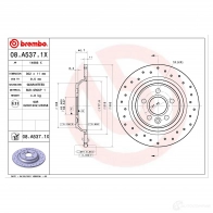 Тормозной диск BREMBO Volvo S80 2 (124) Седан 2.4 D5 AWD 185 л.с. 2007 – 2024 08.A537.1X OQBK P