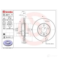 Тормозной диск BREMBO 763 ZF 09.D211.11 1438329790 - Изображение 2