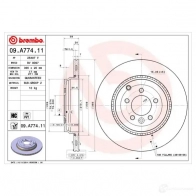 Тормозной диск BREMBO 8020584223697 09.A774.11 UPX1 44X 791436 - Изображение 2