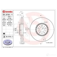 Тормозной диск BREMBO Volvo XC90 1 (275) 2002 – 2015 09.D725.11 E EO6C