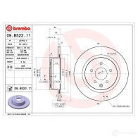 Тормозной диск BREMBO 1438329807 09.B522.11 8 IVT60 - Изображение 2