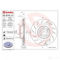 Тормозной диск BREMBO 09.B744.51 791654 V C2CHVW 8020584037522 - Изображение 2