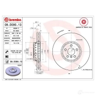 Тормозной диск BREMBO Bmw 5 (G30) 7 Седан 545 e Plug-in-Hybrid xDrive 394 л.с. 2020 – наст. время 09.D095.13 L RH7GE 8020584223598