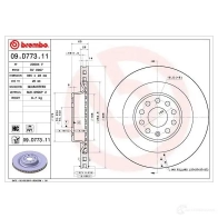 Тормозной диск BREMBO 09.D773.11 1438329833 Q7UFJQ Y - Изображение 5