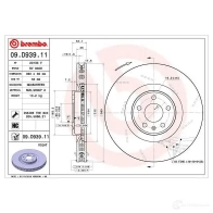 Тормозной диск BREMBO 1I RH8WU 1438329849 09.D939.11 - Изображение 2