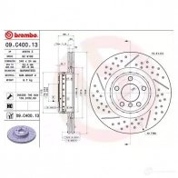 Тормозной диск BREMBO 8020584220061 X5X H47 791754 09.C400.13 - Изображение 3