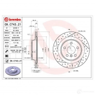 Тормозной диск BREMBO 09.C743.21 1438329854 5 C6UH