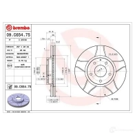 Тормозной диск BREMBO 09.C654.75 LNS 8W7 1438329860 - Изображение 5
