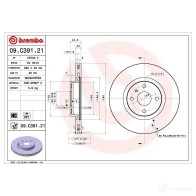 Тормозной диск BREMBO 8020584231869 Mazda MX-5 (ND) 4 2015 – 2020 09.C391.21 8O EBQ1H