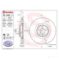 Тормозной диск BREMBO 8020584232422 PAR 26E 1422939175 09.C492.11 - Изображение 2