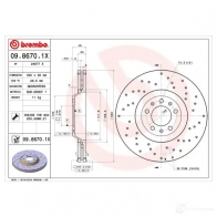 Тормозной диск BREMBO 790712 YJ74WQ 1 09.8670.1X 8020584217436 - Изображение 2