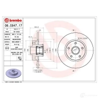 Тормозной диск BREMBO 1210310077 08c64717 PCZK 44 - Изображение 2
