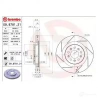 Тормозной диск BREMBO 09.8781.21 790737 JJJ BI 8020584878125 - Изображение 3