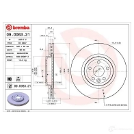 Тормозной диск BREMBO 1422939145 09.D063.21 YX BEN - Изображение 2