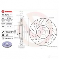 Тормозной диск BREMBO 8020584219256 791675 R FQ1G 09.B913.11 - Изображение 3
