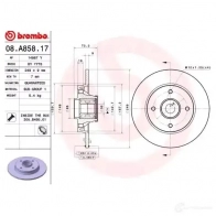Тормозной диск BREMBO 8020584025307 A 8SO3G 789796 08.A858.17 - Изображение 3