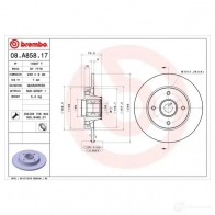 Тормозной диск BREMBO 8020584025307 A 8SO3G 789796 08.A858.17 - Изображение 6
