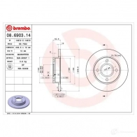 Тормозной диск BREMBO N76 6N 8020584012413 08.6903.14 789372 - Изображение 2