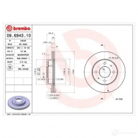 Тормозной диск BREMBO 09.6943.10 Z KS9UBI 8020584694312 790404 - Изображение 2