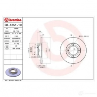 Тормозной диск BREMBO 8020584016992 789666 NB2ZK IL 08.A151.10 - Изображение 2