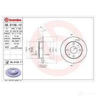 Тормозной диск BREMBO 789533 08913810 8020584913819 6 PPWL3