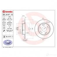 Тормозной диск BREMBO 789662 08.A147.11 1QH3 T 8020584031520 - Изображение 8