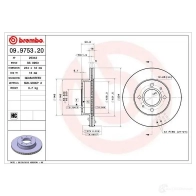 Тормозной диск BREMBO 791065 09.9753.21 HW6 PDY 8020584221112 - Изображение 3