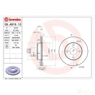 Тормозной диск BREMBO 09a91910 F0CH PN 791479 8020584019214 - Изображение 2