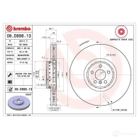 Тормозной диск BREMBO 09.D898.13 1438330013 P37 2NC - Изображение 2