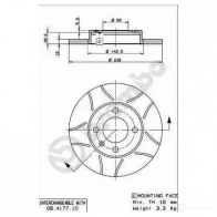 Тормозной диск BREMBO 8020584011201 08417775 VK8XR NY 789114 - Изображение 5