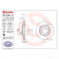 Тормозной диск BREMBO 790342 09679914 YRZ9 J 8020584012666 - Изображение 5