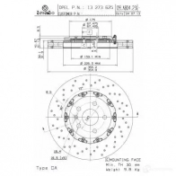 Тормозной диск BREMBO 1W 6R955 8020584039069 09a80423 791437 - Изображение 2