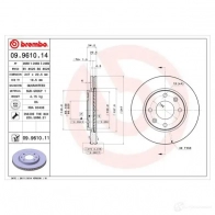 Тормозной диск BREMBO 09.9610.11 1422939219 JQ656 S 8020584222157 - Изображение 5
