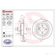 Тормозной диск BREMBO 08.C307.11 8020584220924 56XO PA 789890 - Изображение 6