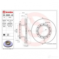 Тормозной диск BREMBO 791144 582RU0 H 8020584998342 09998340 - Изображение 2