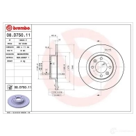 Тормозной диск BREMBO 1438330048 08d75011 HFD 5EN - Изображение 2
