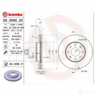 Тормозной диск BREMBO 8020584214046 789934 7 89WF 09.3090.21 - Изображение 3