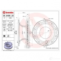Тормозной диск BREMBO 8020584848623 790664 09848620 1RD6SQ Q - Изображение 1