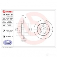 Тормозной диск BREMBO 08908120 8020584908129 YRR H980 789518 - Изображение 2