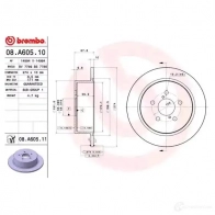 Тормозной диск BREMBO WVMM6W 5 8020584214312 08.A605.11 789752 - Изображение 2