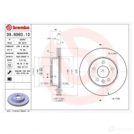 Тормозной диск BREMBO 09.6983.10 NA GPV 8020584698310 790411 - Изображение 4