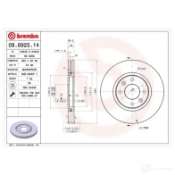Тормозной диск BREMBO IM4BT 1 09.6925.14 790397 8020584012697 - Изображение 2