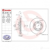 Тормозной диск BREMBO 09.A145.10 791184 8020584030011 IHNKKG L - Изображение 2