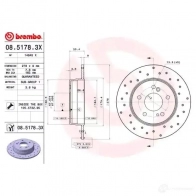 Тормозной диск BREMBO 08.5178.3X 86C 3M 8020584215234 789215 - Изображение 3