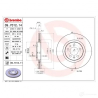 Тормозной диск BREMBO 09.7012.11 8020584018194 790425 G02WB 4V - Изображение 5