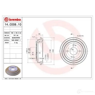 Тормозной барабан BREMBO 14.C008.10 N95 8BX 792103 8020584219775 - Изображение 2