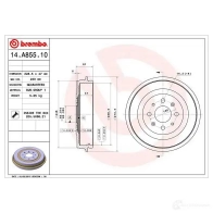 Тормозной барабан BREMBO 792102 8020584219713 14.A855.10 5IU 1UD - Изображение 5