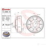 Тормозной барабан BREMBO 8020584219720 14.C009.10 NR9 QGJ 792104 - Изображение 2